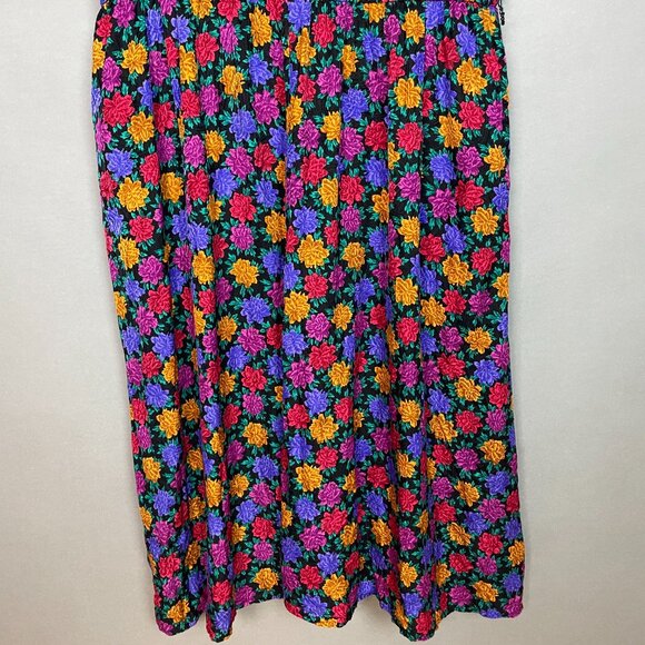 Vintage Silk Dress Floral Plus Size 22P 22 Petite Long Sleeves Liz Claiborne - Picture 4 of 12